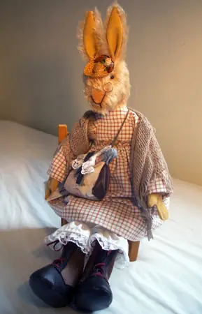 Granny Bunny knitting, full length