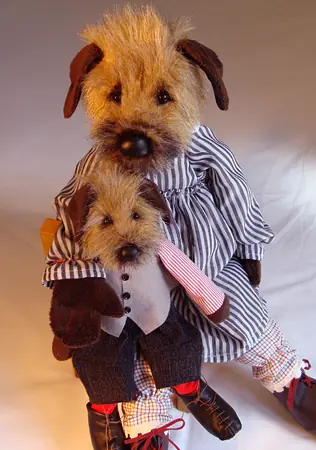 Border terrier, mother and son